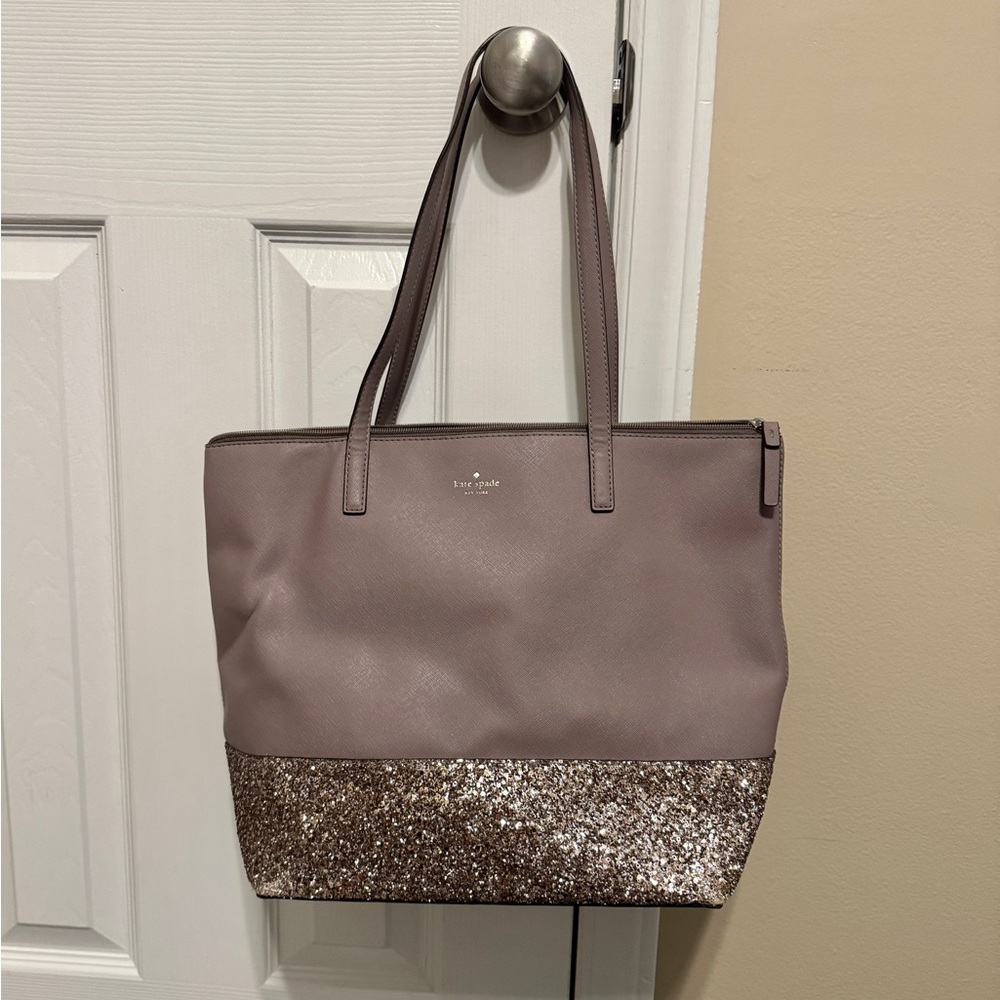 Kate Spade Gray and Silver Sparkle Tote